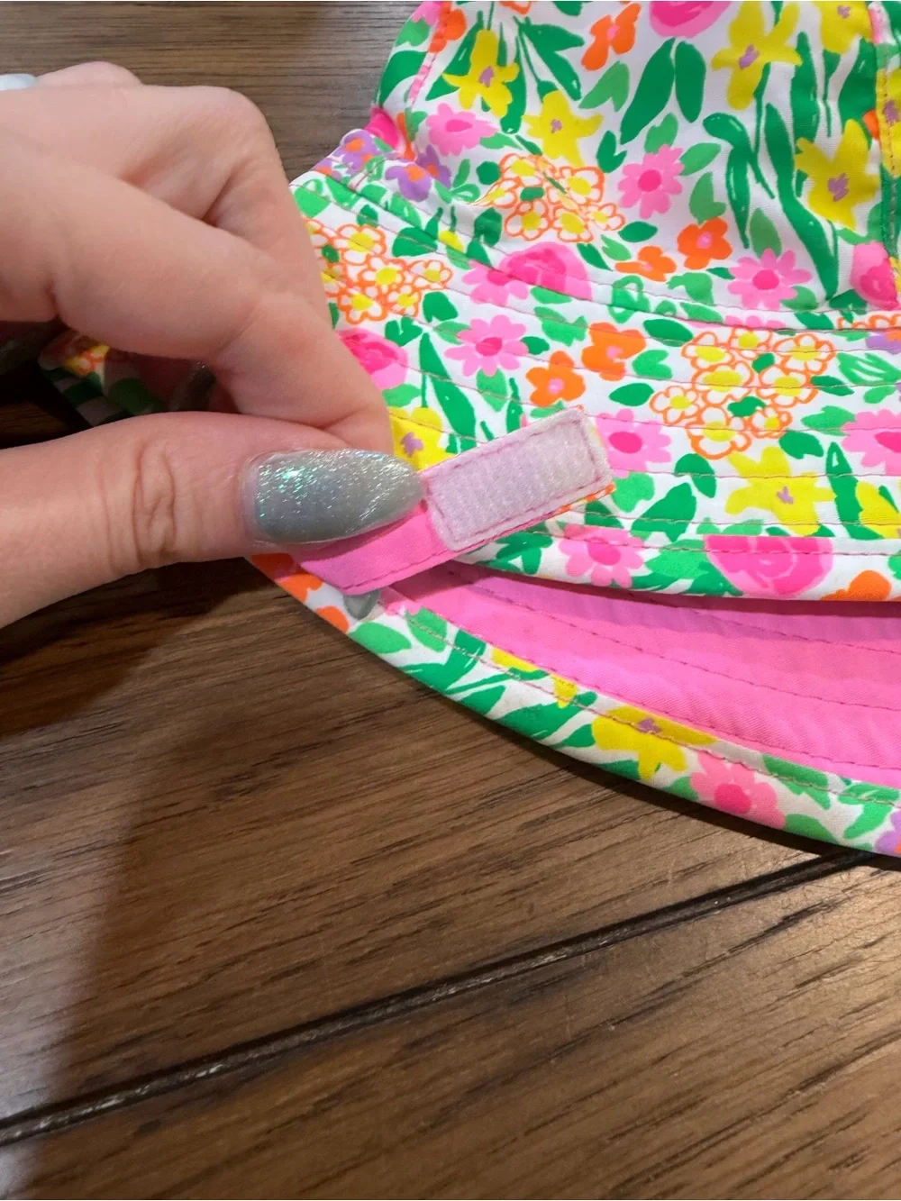 Girls Floral Bucket Hat - Pink, Yellow & Green